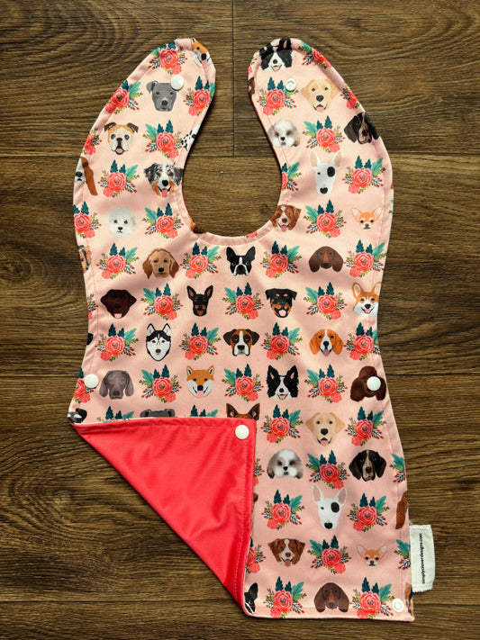 Pocket Bib, Flowery Dogs